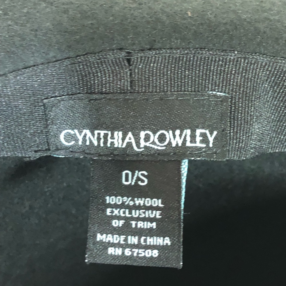 Cynthia Rowley Wool Black Fedora Cloche Wide Brim Peacock Feathers bohemian Hat - Picture 14 of 14